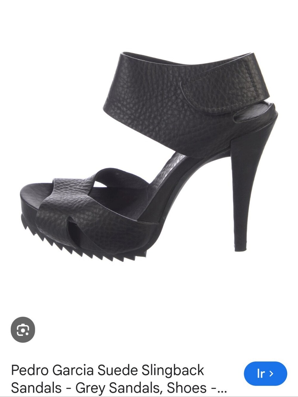 Pedro Garcia Black Textured Leather High Heel Slingback Sandals